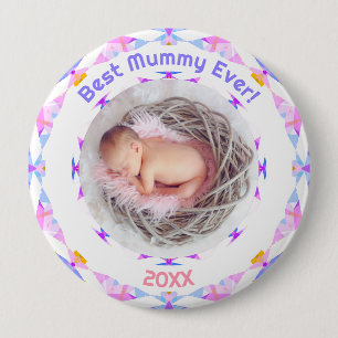 Moederdag Beste mama-kind-meisje Fotocadeau Ronde Button 4,0 Cm