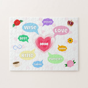 Moederdag Beste Mama Woord Wolken Koningin Kroonli Legpuzzel