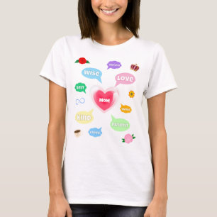 Moederdag Beste Mama Woord Wolken Koningin Kroonli T-shirt