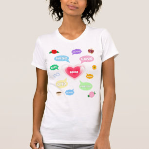 Moederdag Beste Mama Woord Wolken Koningin Kroonli T-shirt
