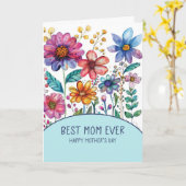 Moederdag Beste Moeder Ooit Whimsiek Leuk Bloemmot Kaart (Gele Bloem)