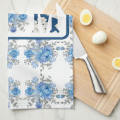 Moederdag Blauw Bloemen Mam Theedoek (Quarter Fold)