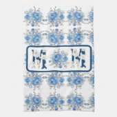 Moederdag Blauw Bloemen Mam Theedoek (Verticaal)