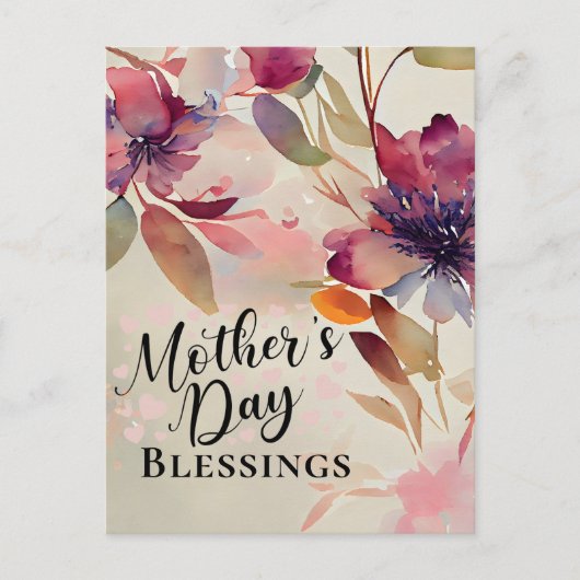 Moederdag Blessings Floral Waterverf Bijbel Briefkaart (Voorkant)