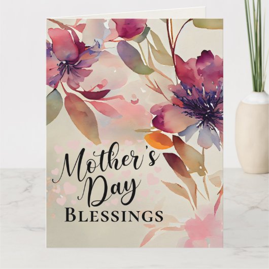 Moederdag Blessings Floral Waterverf Kaart (Voorkant)