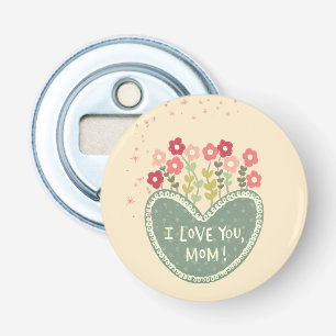 Moederdag Bloem en Liefde Button Flesopener