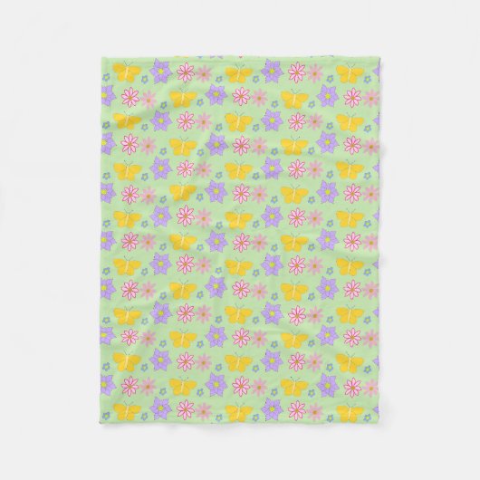 Moederdag Bloemen en Vlinders Patterned Fleece Deken (Voorkant)