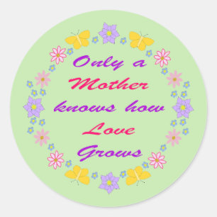 Moederdag Bloemen en Vlinders Ronde Sticker