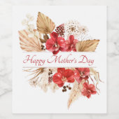 Moederdag Bloemen Party Papier Bord Wijn Etiket (Enkel label)