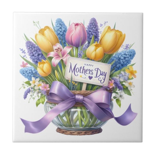 Moederdag Bloemen Tegeltje (Voorkant)