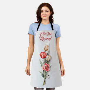 Moederdag Bloemen Tulpen Waterverf Schort