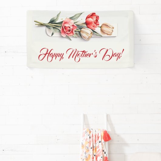 Moederdag Bloemen Tulpen Waterverf Spandoek (Insitu)