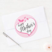 Moederdag Bloemenvlinder roze Ronde Sticker (Envelop)