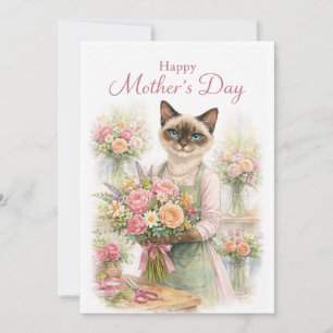 Moederdag Bloemist Kat Feestdagenkaart