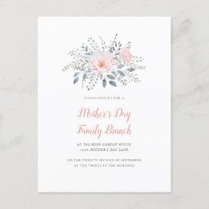 moederdag Blush Floral Invitation Uitnodiging Briefkaart