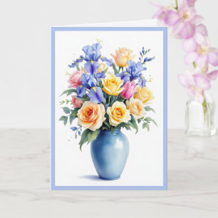 Moederdag Boeket van Daffodils Rozen & Tulpen Kaart