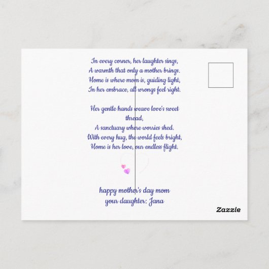 Moederdag Briefkaart (Achterkant)