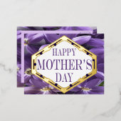 Moederdag Briefkaart Paarse flora en goudolie (Voorkant / Achterkant)