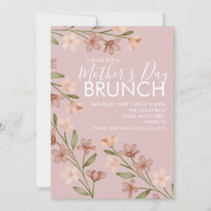 Moederdag Brunch Bloem Roze Uitnodiging