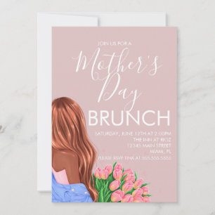 Moederdag brunch bloemige roze kaart