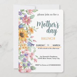Moederdag Brunch blush Floral Sunflower Kaart