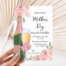 Moederdag Brunch en Bubble Invitation Kaart