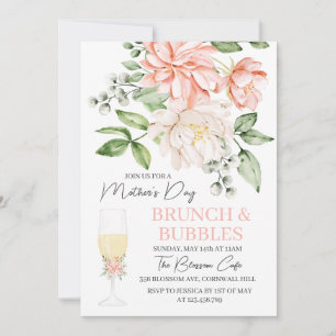 Moederdag Brunch en Bubbles Floral Kaart
