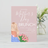 Moederdag Brunch Floral Blush Pink Dames Kaart (Staand voorkant)