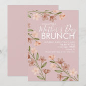 Moederdag Brunch Floral Blush Pink Invitation Kaart (Voorkant / Achterkant)