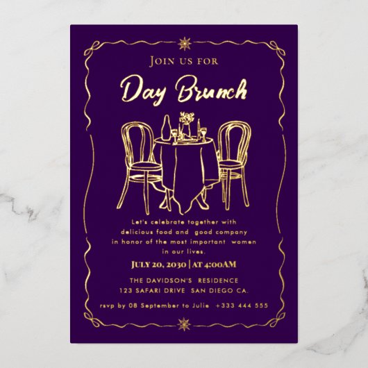 Moederdag Brunch Folie Uitnodiging (Voorkant)