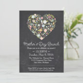 moederdag Brunch Invitation, Floral Chalkboard Kaart (Staand voorkant)