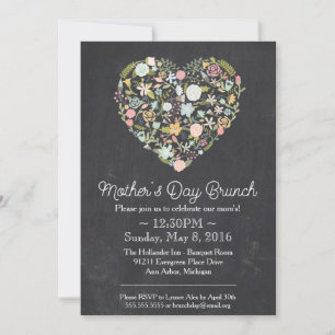 moederdag Brunch Invitation, Floral Chalkboard Kaart