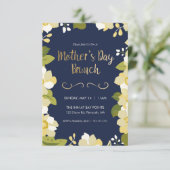 moederdag Brunch Invitation, Floral w/Gold Kaart (Staand voorkant)