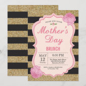 moederdag Brunch Invitation Pink Floral Flower Kaart (Voorkant / Achterkant)