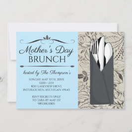 Moederdag Brunch Invitations (blauw) Kaart