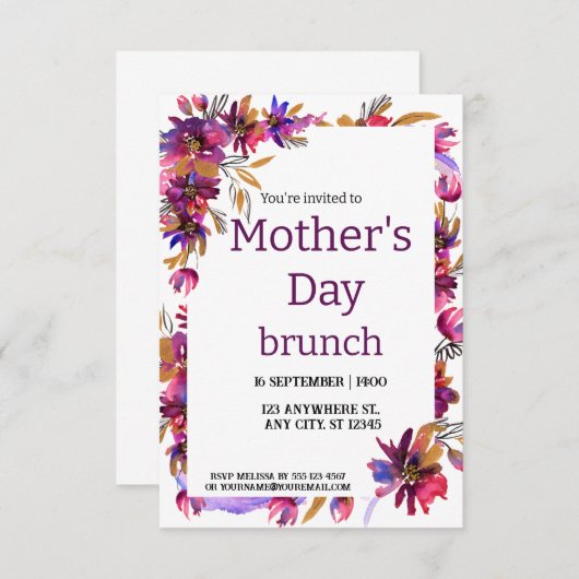 Moederdag Brunch Kaart (Voorkant / Achterkant)