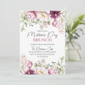 Moederdag Brunch Paarse Floral Waterverf Kaart (Staand voorkant)