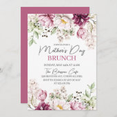 Moederdag Brunch Paarse Floral Waterverf Kaart (Voorkant / Achterkant)