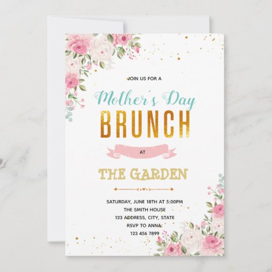 moederdag brunch partijuitnodiging kaart (Voorkant)