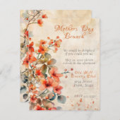 Moederdag Brunch Perzik Watercolor Bloemen Kaart (Voorkant / Achterkant)