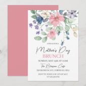 Moederdag Brunch Pink Berry Waterverf Floral Kaart (Voorkant / Achterkant)