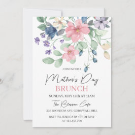 Moederdag Brunch Pink Berry Waterverf Floral Kaart