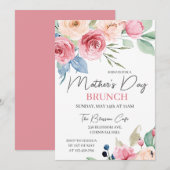 Moederdag Brunch Pink Rose Waterverf Floral Kaart (Voorkant / Achterkant)