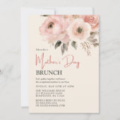 Moederdag Brunch Pink Waterverf Floral Kaart (Voorkant)