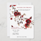 Moederdag brunch rode bloemen vlinders kaart (Voorkant)