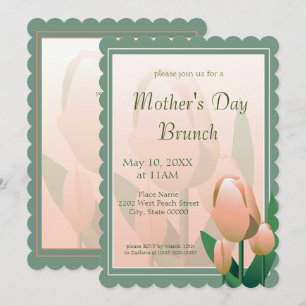moederdag Brunch Spring Pink Tulips Party Kaart