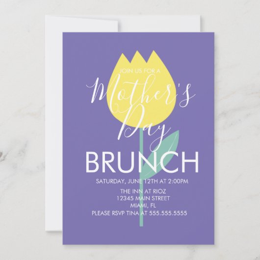 Moederdag brunch tulp bloem uitnodiging (Voorkant)