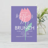 Moederdag brunch tulp bloem uitnodiging (Staand voorkant)