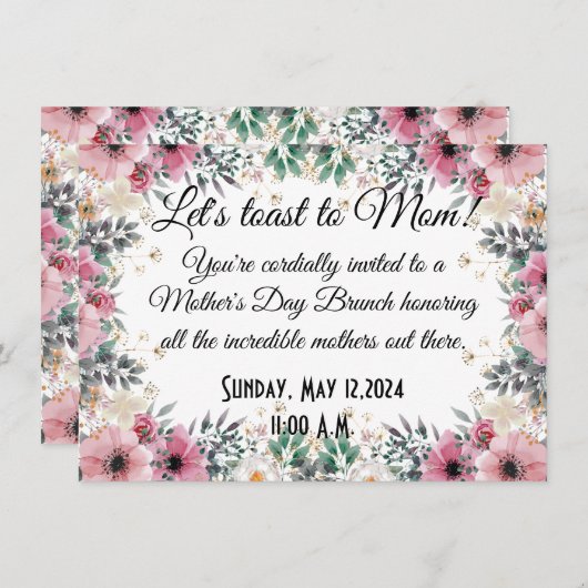 Moederdag Brunch Uitnodiging (Voorkant / Achterkant)