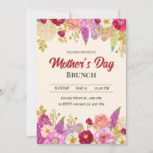 Moederdag Brunch Uitnodiging, Bloemen Moederdag Kaart (Voorkant)
